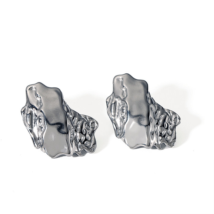 1 paire de clous d'oreilles en acier inoxydable plaqué or 18 carats, Style Simple, couleur unie