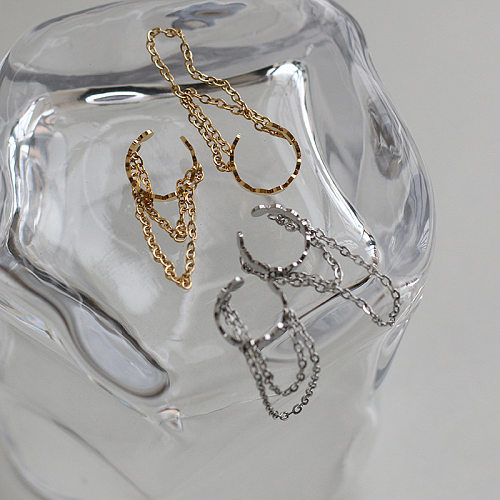 أزياء شرابة سلسلة الفولاذ المقاوم للصدأ مطلية بالذهب القرص الأذن كليب المجوهرات بالجملة