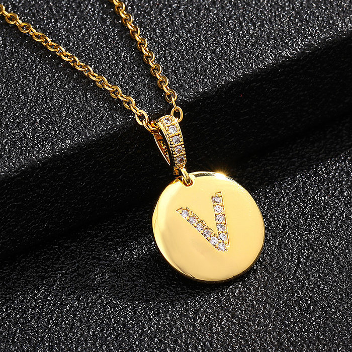 Fashion Letter Stainless Steel Necklace Plating Diamond Rhinestone Stainless Steel  Necklaces