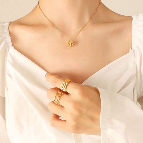 Fashion Multi-Layer Stitching Elephant Clavicle Necklace Female Stainless Steel Material