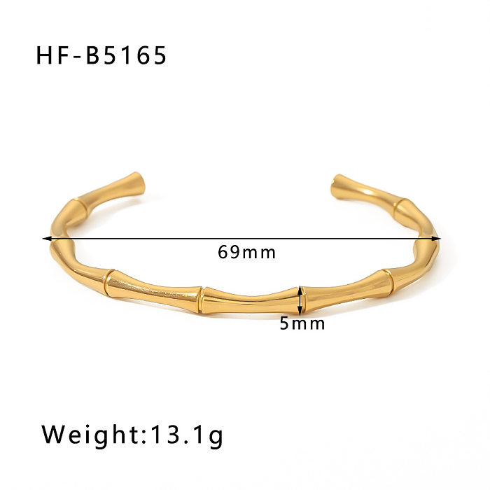 Retro Classic Style Solid Color Stainless Steel Plating Bangle