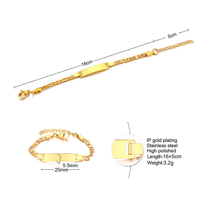 IG Style Simple Style Rectangle Stainless Steel 18K Gold Plated Bracelets In Bulk