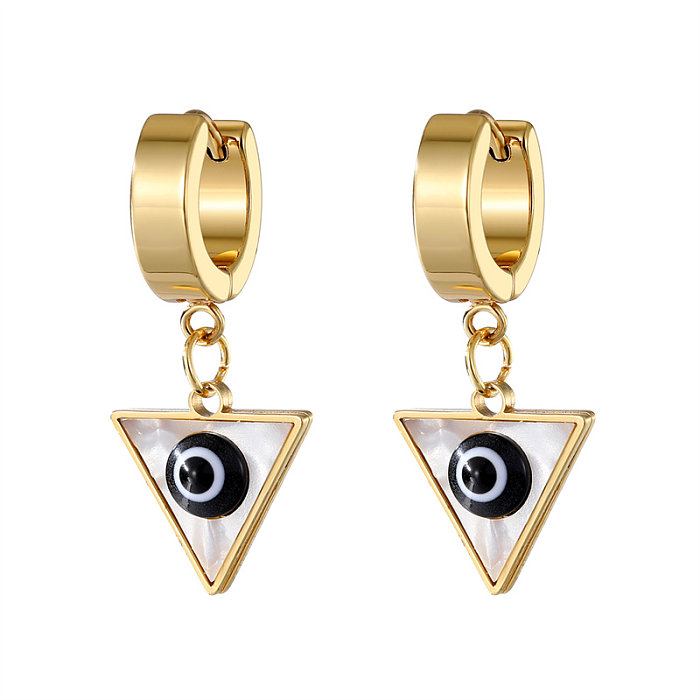 1 Pair Cool Style Triangle Sun Devil'S Eye Stainless Steel  Plating Drop Earrings