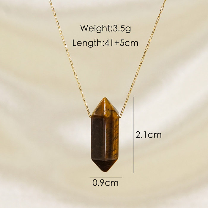 Elegante estilo simples bala chapeamento de aço inoxidável colar com pingente banhado a ouro 14K