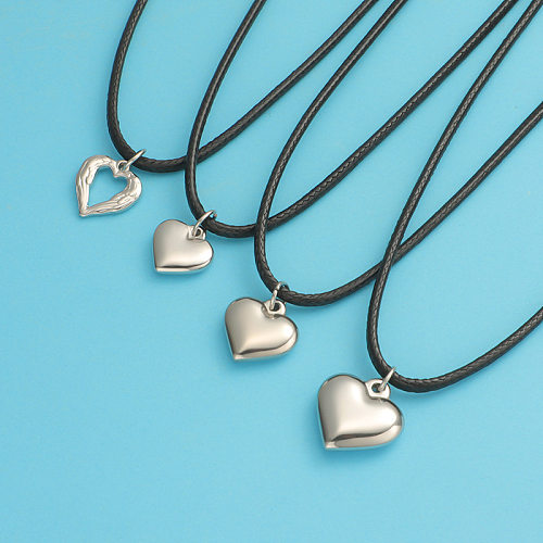 Simple Style Heart Shape Stainless Steel Plating Pendant Necklace