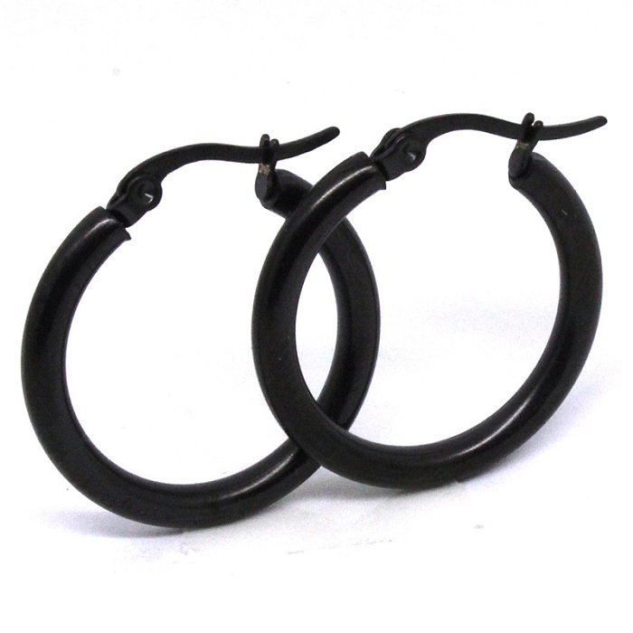 1 paire de boucles d'oreilles créoles plaquées or en acier inoxydable, Style Simple