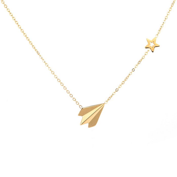 Simple Style Star Airplane Stainless Steel Plating 18K Gold Plated Necklace