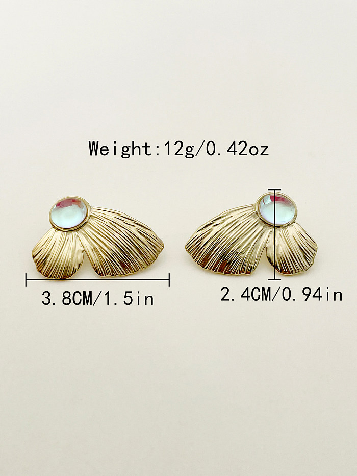 1 Pair Classical Vintage Style Romantic Butterfly Polishing Plating Inlay Stainless Steel  Artificial Gemstones Gold Plated Ear Studs