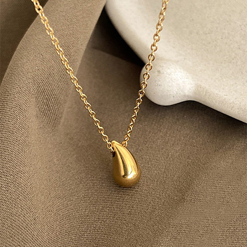 IG Style Water Droplets Stainless Steel Plating 18K Gold Plated Pendant Necklace