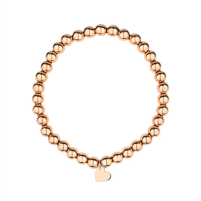 Casual Cute Simple Style Round Stainless Steel Rose Gold Plated Bracelets In Bulk