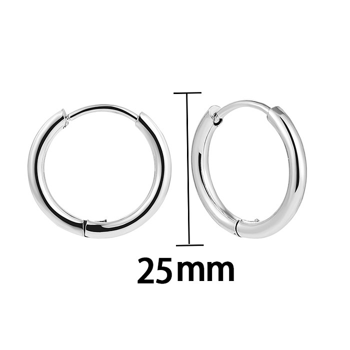 1 Pair Classic Style Solid Color Stainless Steel  Plating Gold Plated Silver Plated Hoop Earrings