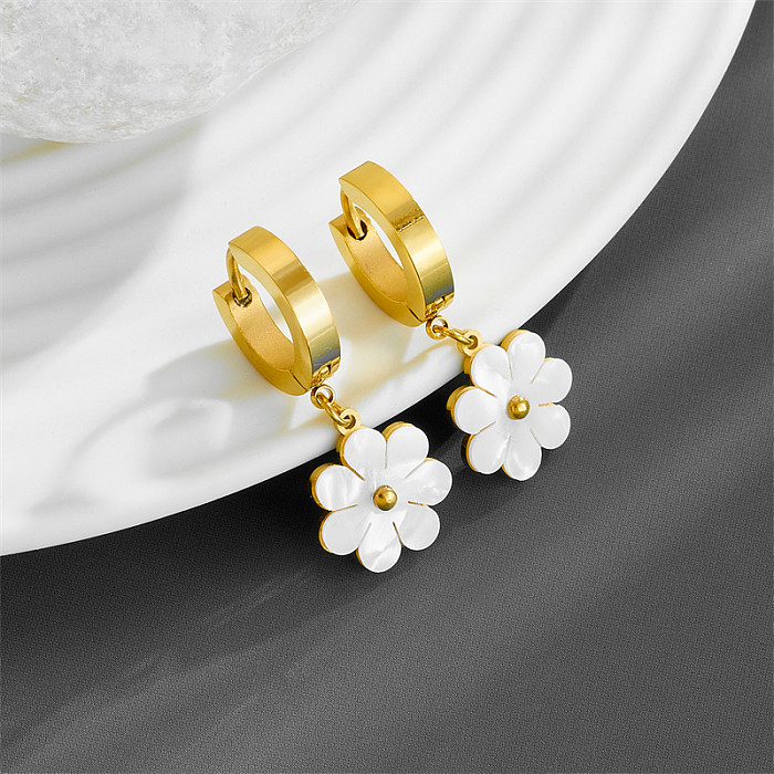 1 Pair Simple Style Heart Shape Plating Stainless Steel Gold Plated