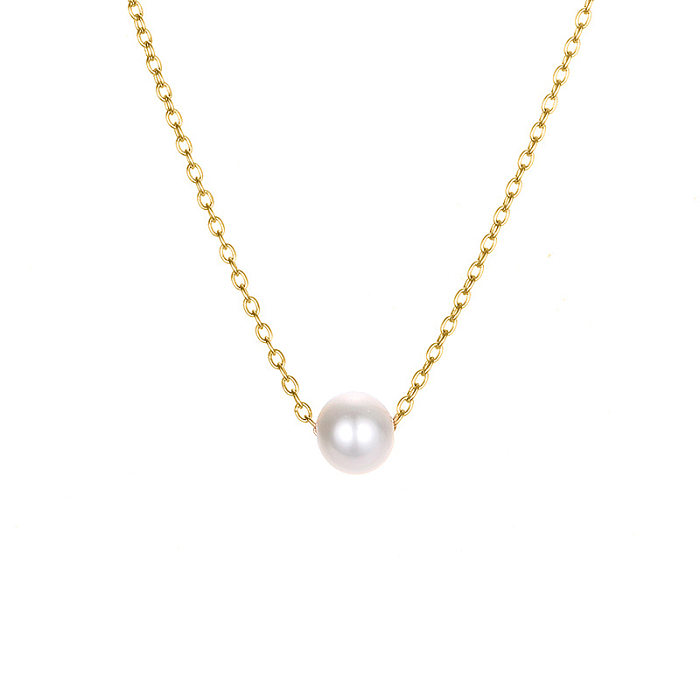 Accessoires d'explosion pendentif perle Simple, collier en acier inoxydable plaqué or, chaîne de clavicule, Distribution de bijoux en gros