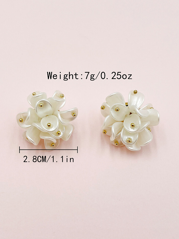 1 Pair Elegant Sweet Flower Stainless Steel  Shell Polishing Plating Gold Plated Ear Studs