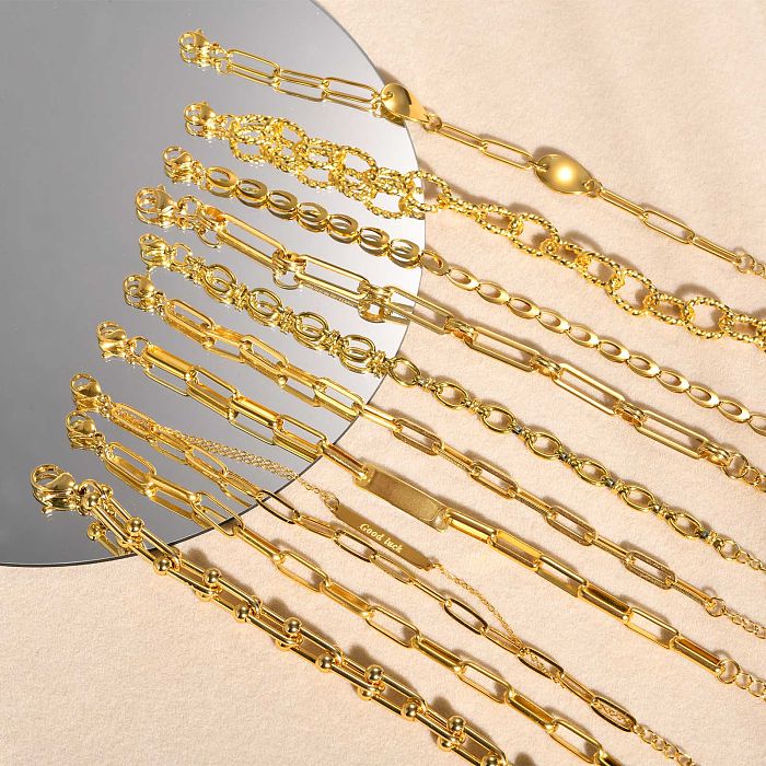 Großhandel mit einfachen, geometrischen Armbändern aus Edelstahl mit 18-Karat-Vergoldung