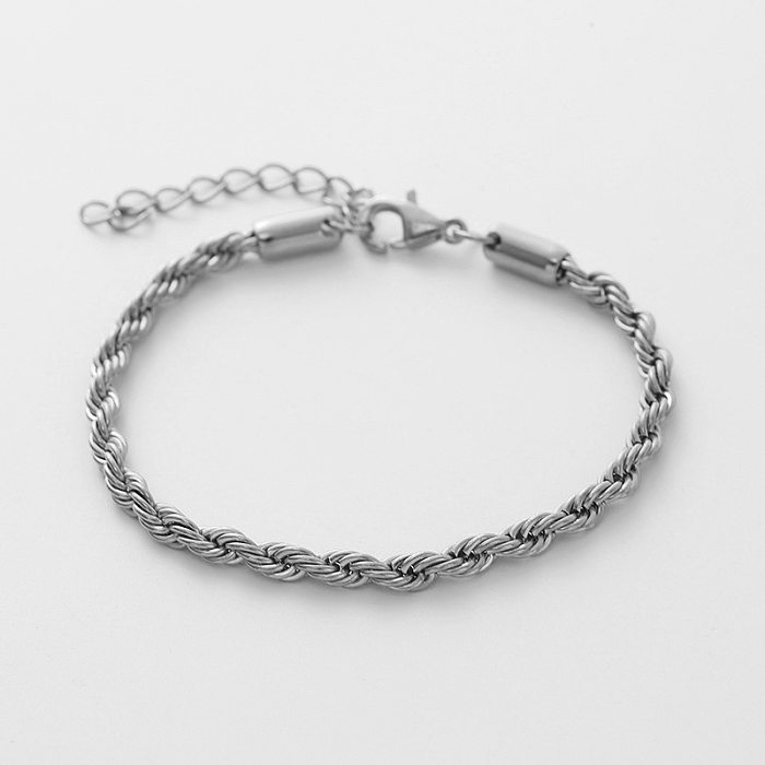 Simple Style Twist Titanium Steel Bracelets Plating Stainless Steel Bracelets