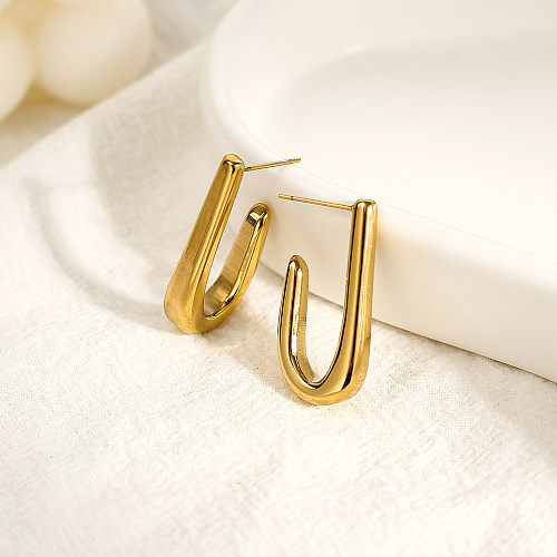 1 Pair IG Style Simple Style U Shape Plating Stainless Steel  Stainless Steel 18K Gold Plated Ear Studs