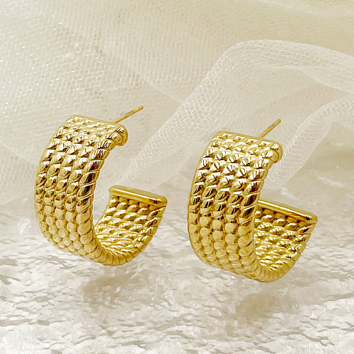 1 Pair Nordic Style Commute C Shape Plating Stainless Steel  Gold Plated Ear Studs