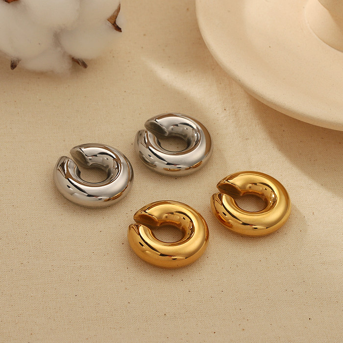 1 par retro c forma polimento chapeamento de aço inoxidável 18k punhos de orelha banhados a ouro