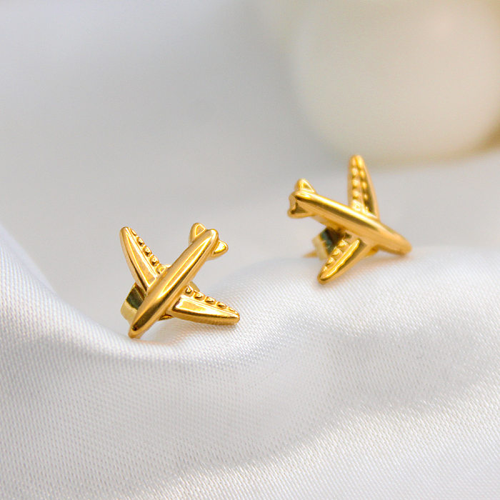1 Pair Simple Style Airplane Plating Stainless Steel  Ear Studs