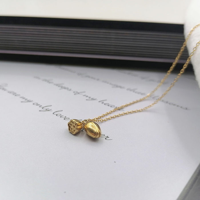 Mode Brief Wassertropfen Herzform Edelstahl Inlay Künstliche Perlen Strass Anhänger Halskette 1 Stück