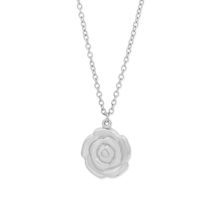 Simple Style Flower Stainless Steel Plating Pendant Necklace