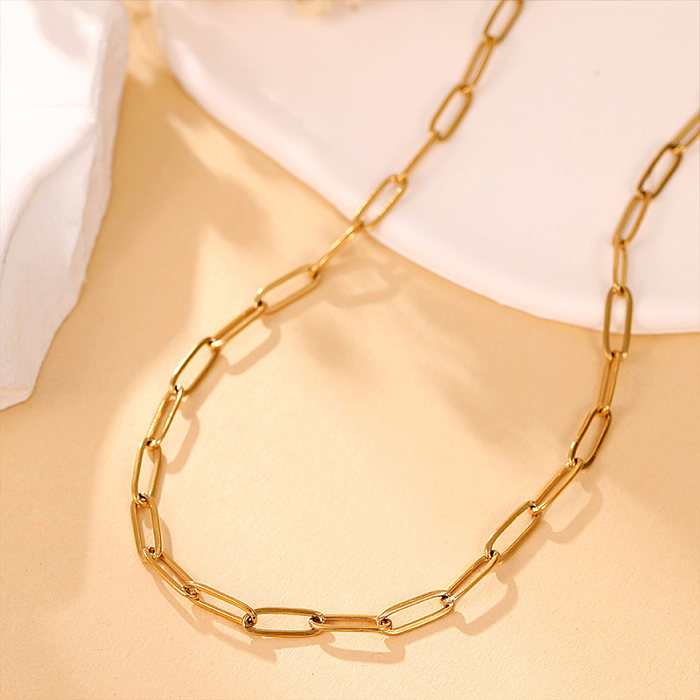 Simple Style Classic Style Solid Color Stainless Steel  Plating Gold Plated Necklace