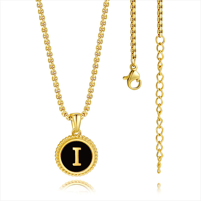 Casual Modern Style Letter Stainless Steel  Enamel Plating 18K Gold Plated Pendant Necklace