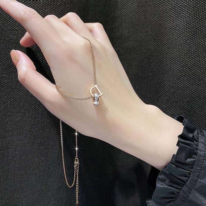 Elegant Lady Simple Style Letter Stainless Steel Plating 18K Gold Plated Pendant Necklace