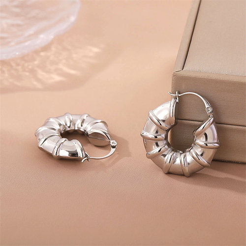 1 Pair Simple Style Streetwear Round Solid Color Plating Stainless Steel  Earrings
