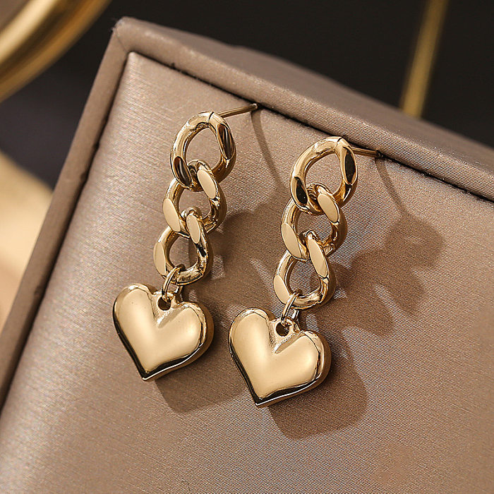 Fashion Heart Shape Stainless Steel Drop Earrings Plating Stainless Steel  Earrings 1 Pair