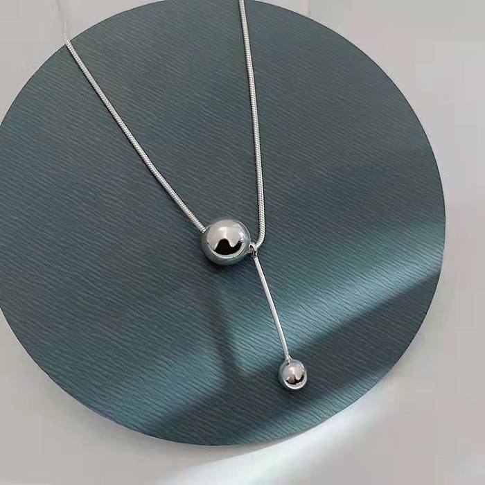 Wholesale Simple Style Ball Stainless Steel Pendant Necklace