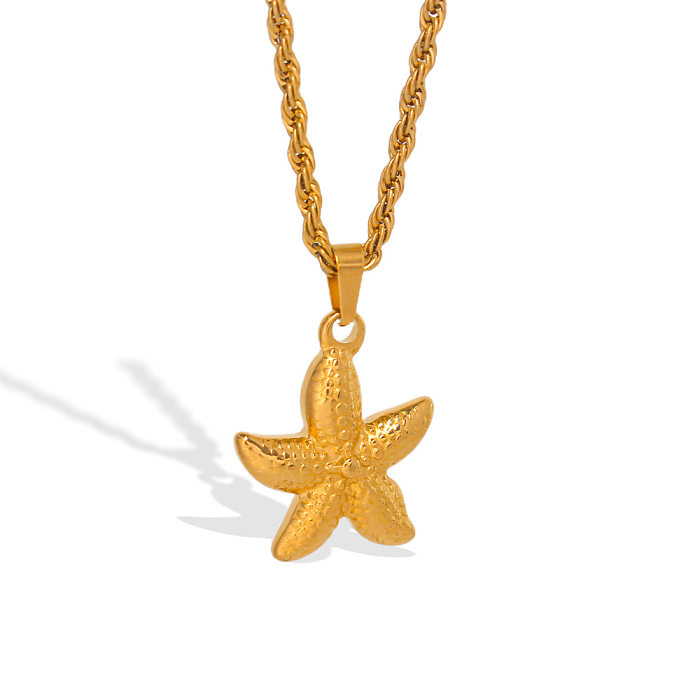 Collier pendentif en acier inoxydable étoile de mer de style simple en vrac