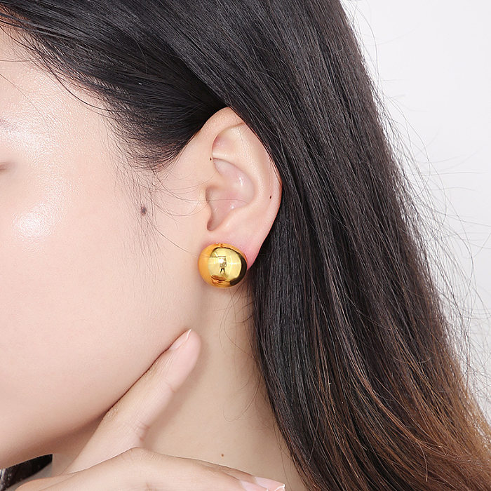 Fashion Simple Creative Stainless Steel  Hemisphere Hollow Earrings