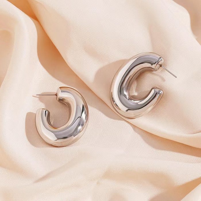 1 Pair Casual Hawaiian Vacation C Shape Plating Stainless Steel  18K Gold Plated Earrings