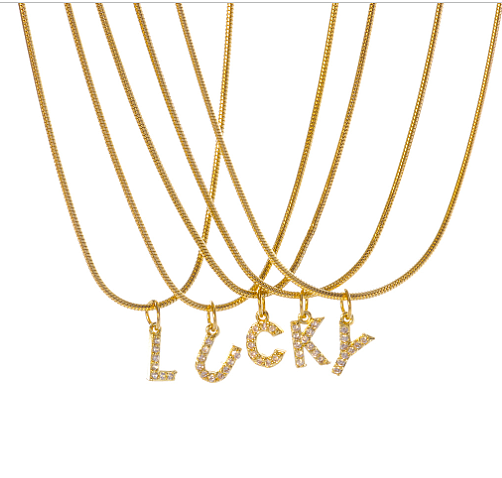 Fashion Letter Stainless Steel Plating Zircon Pendant Necklace 1 Piece