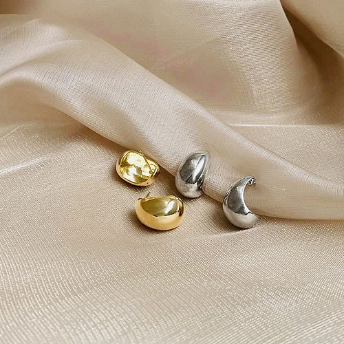 1 par de brincos de orelha banhados a ouro e prata, estilo simples, revestimento geométrico, aço inoxidável