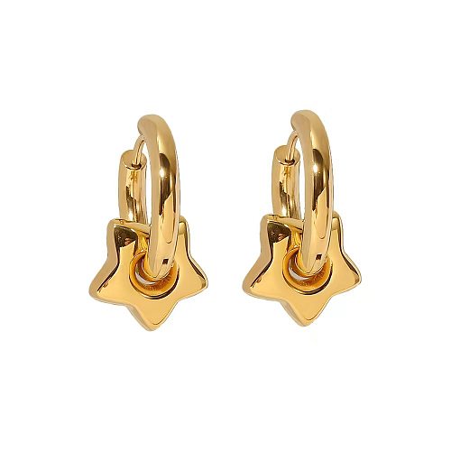 1 Pair IG Style Star Moon Heart Shape Plating Stainless Steel  18K Gold Plated Earrings
