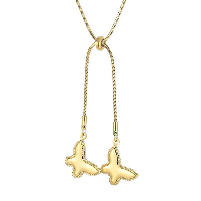 Nuevo collar de cadena de hueso de serpiente cuadrado de mariposa dorada de acero inoxidable a la moda