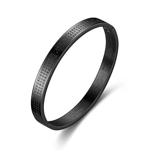 Ethnic Style Solid Color Stainless Steel Plating Bangle 1 Piece