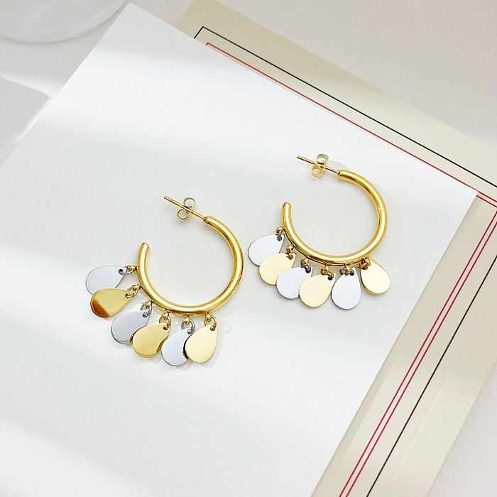 1 Pair Exaggerated Water Droplets Plating Stainless Steel  Gold Plated Earrings