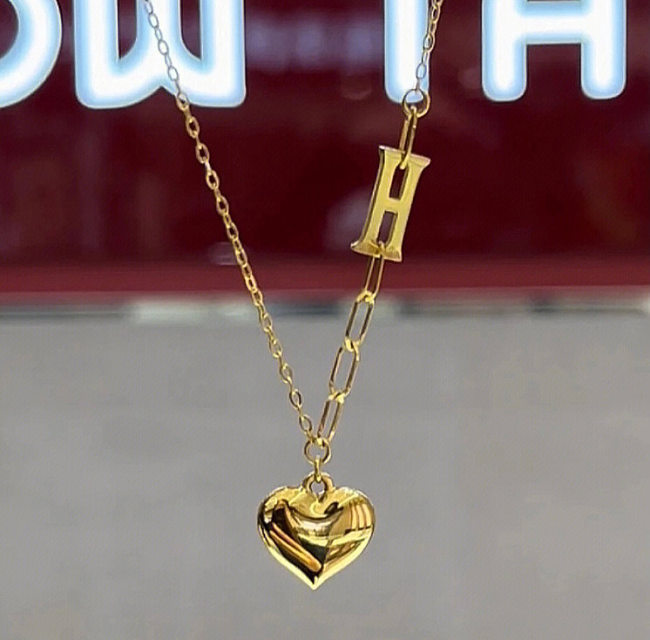 Streetwear Square Stainless Steel Plating 18K Gold Plated Pendant Necklace