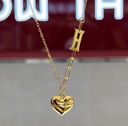 Streetwear Square Stainless Steel Plating 18K Gold Plated Pendant Necklace