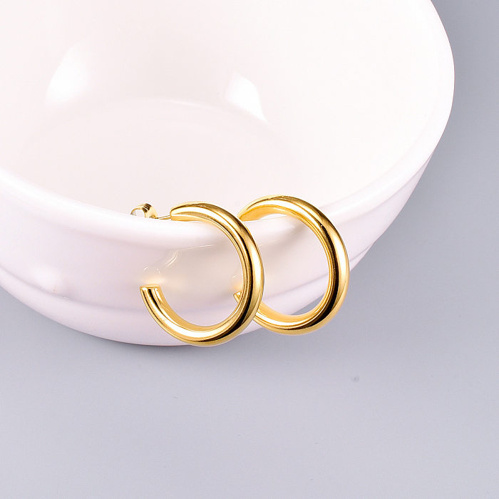 Fashion Halo Glossy Circle Stainless Steel Earrings Wholesale jewelry