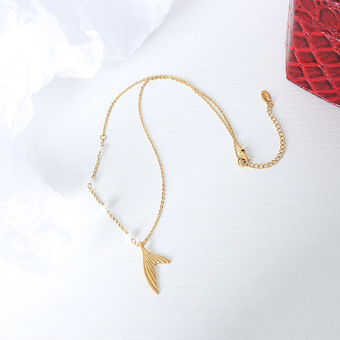Simple Style Fish Tail Stainless Steel Necklace In Bulk