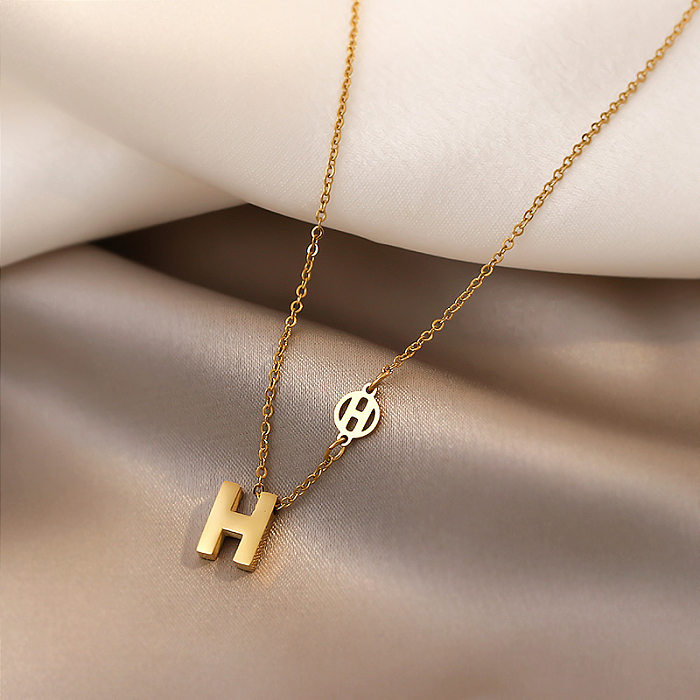 Simple Style Letter Stainless Steel Plating Gold Plated Pendant Necklace