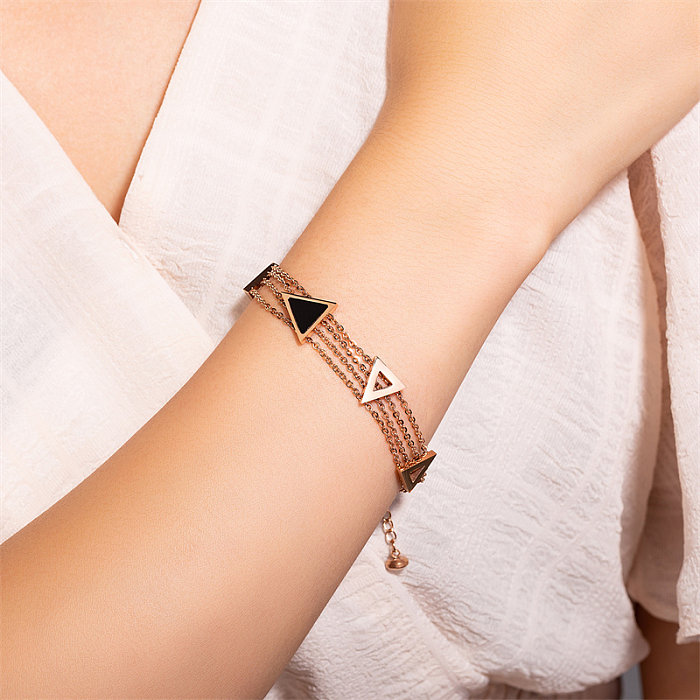 Casual Simple Style Classic Style Square Stainless Steel Titanium Steel Layered Plating Rose Gold Plated Bracelets
