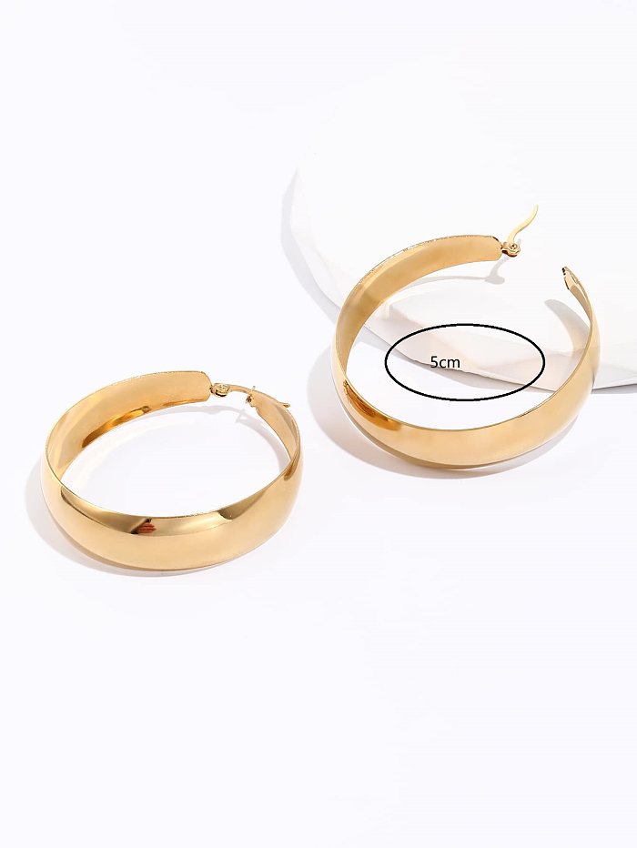 Fashion Creative Stainless Steel  Electroplated 18K Circle Earrings