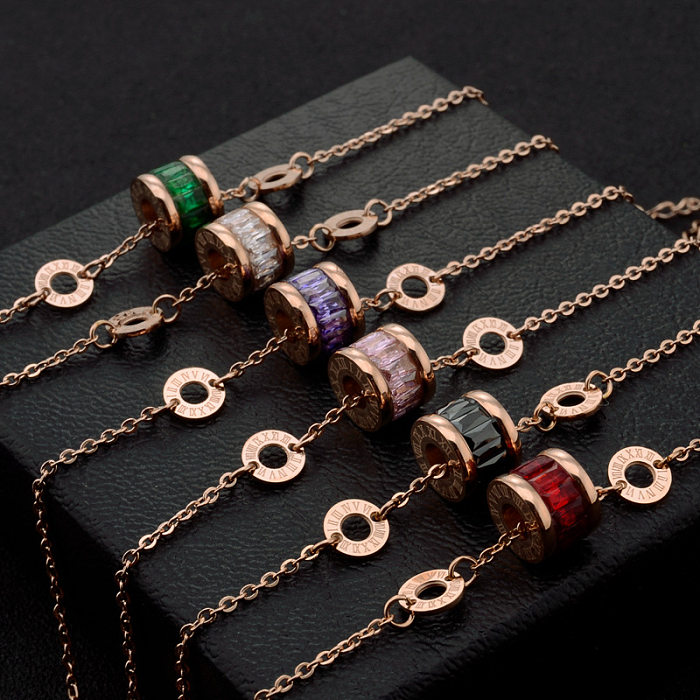 Bracelets géométriques en titane et acier avec incrustation de zircon de style simple