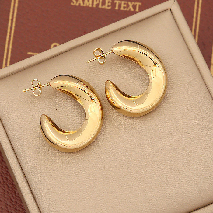 1 Pair IG Style Simple Style Solid Color Plating Stainless Steel  Earrings